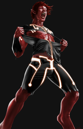 Redhair running barefoot male pointyears - his arm free wallpaper for mobile