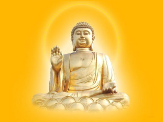 Buddha statue yellow background halo - a halo free wallpaper