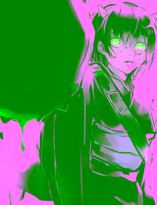 Red eyes black horned demon - a black coat free wallpaper for mobile