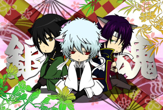 Anime characters sitting colorful background 2 - three anime character free wallpaper for desktop