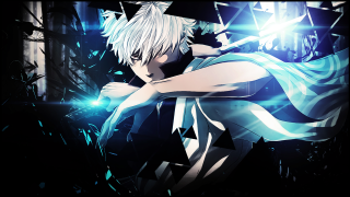 Man white hair blue dress 2 - a blue light free wallpaper