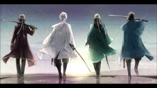 Anime characters swords line facing - analytical free wallpaper