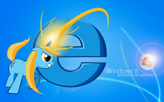 Cartoon pony windows8 logo blue - a yellow tail free wallpaper