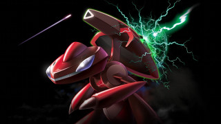 Red robot green lightning bolt - mecha free wallpaper