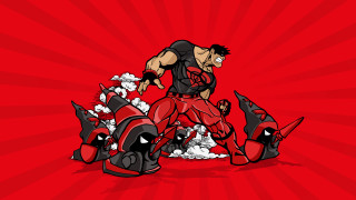 Cartoon man red suit running - a cartoon of a man free wallpaper