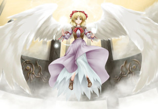 Woman angel wings sitting ledge - angel free wallpaper