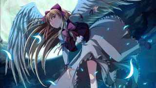 Girl hat wings full moon - a full moon free wallpaper