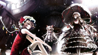 Women dresses hats clocktower snow - a couple of women free wallpaper