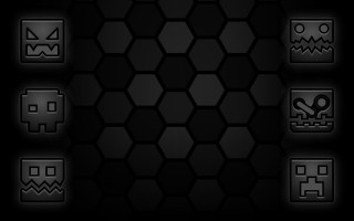 Black background icons collection variety - hexagonal free wallpaper