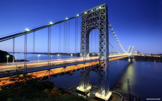 Bridge river night lights train - the bridge free wallpaper