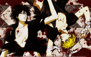 Man knife woman hairdo ground - blood free wallpaper