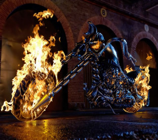 Motorcycle on fire wheelie helmet - unreal free wallpaper for tablet