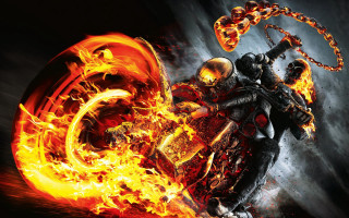 Man motorcycle fire road flames - tire free wallpaper for desktop