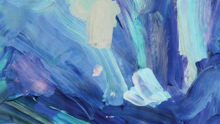Blue white painting flowers leaves - lyrical abstraction free wallpaper