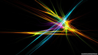 Colorful light streaks black background - fluorescent free wallpaper
