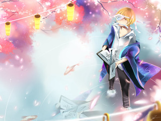 Woman blue coat rope book - a rope free wallpaper