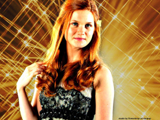 Woman red hair star background - golden free wallpaper for desktop
