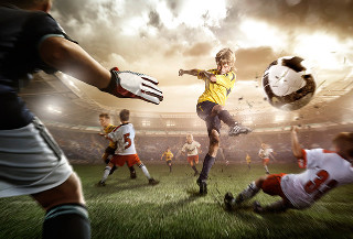 Soccer players field sky clouds - behance hd free wallpaper