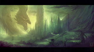 Dragon forest river trees painting - anato finnstark free wallpaper for desktop