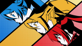 Anime characters colorful shapes group - pop art free wallpaper