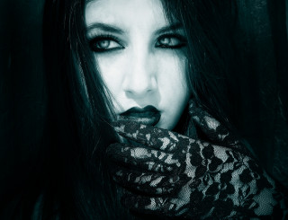 Woman black hair lace dress - dirk crabeth free wallpaper