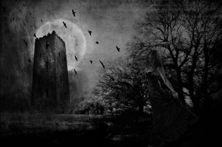 Woman long dress castle bats - a long dress free wallpaper