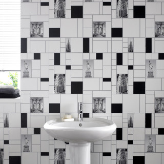 Bathroom sink tiled wall window - free architecture wallpaper for tablet