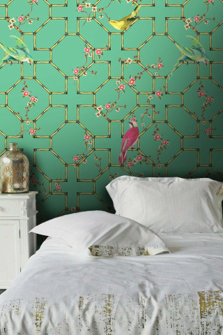 Bed white comforter green wallpaper 2 - a bed free wallpaper for mobile