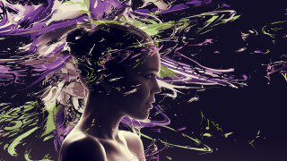 Woman purple green hair paint - hair free wallpaper