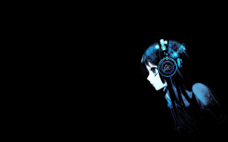 Woman headphones dark background black - headphone free wallpaper