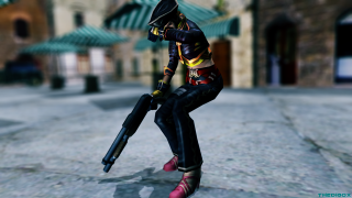 Person gun virtual world buildings - action pose free wallpaper for desktop