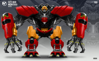 Robot red yellow body arms - foot free wallpaper