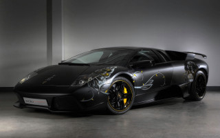 Black sports car yellow wheels 5 - a black floor free wallpaper for desktop