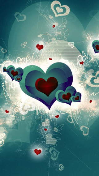 Heart floating hearts blue sky - heart free wallpaper for mobile
