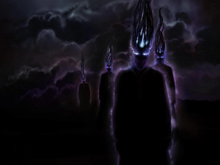 Man demonic heads dark hands - eldritch free wallpaper