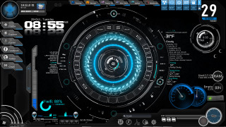 Futuristic interface blue circle speedometer - cyberpunk style free wallpaper