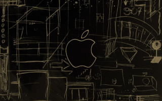 Black white apple logo cityscape - a cityscape in the background free wallpaper for desktop