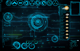 Futuristic interface buttons symbols design - cyberpunk style free wallpaper
