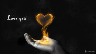 Hand heart flame love black - a flame free wallpaper for desktop