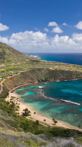 Beach ocean hilltop scenic view - free beach wallpaper for mobile