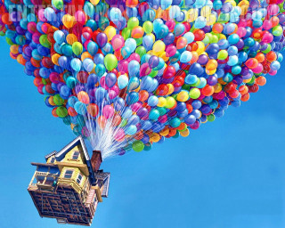House balloons lifted sky air - a bunch of balloons free wallpaper for desktop