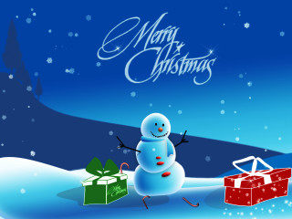 Snowman giftbox snow merry christmas - a gift free wallpaper