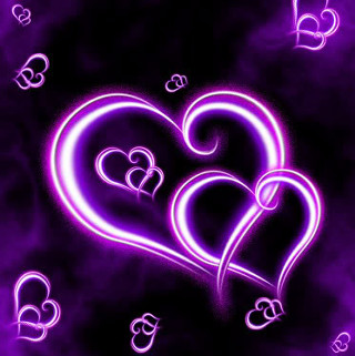 Purple heart with hearts black - free neon wallpaper for tablet