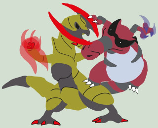 Cartoon characters fighting hands arms - a red demon free wallpaper