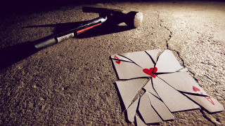 Broken paper heart paintbrush knife - broken free wallpaper