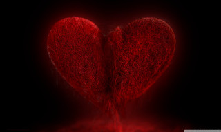 Red heart black background red 2 - object free wallpaper