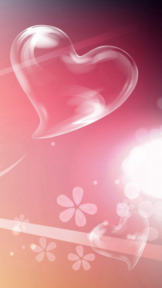 Heart floating flowery background pink - free valentines wallpaper