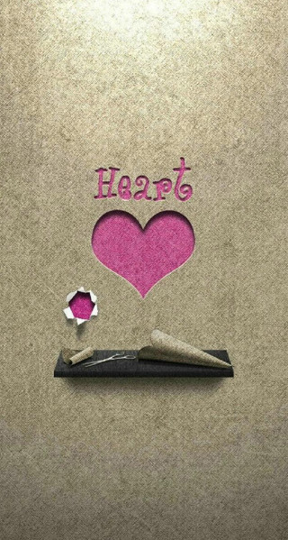 Scissors hole heart cutout hazard - visual art free wallpaper for mobile