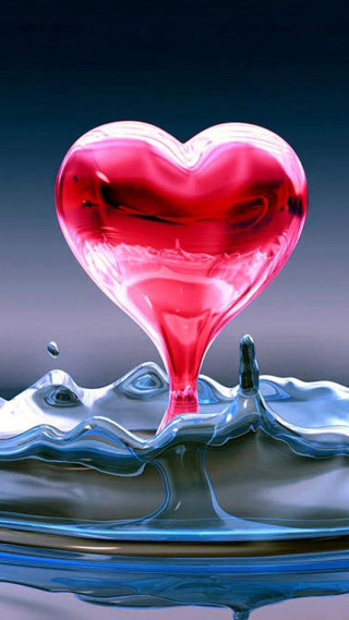 Heart shaped floating water blue - a blue border free wallpaper