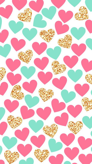 Hearts gold glitter pattern image - free hearts wallpaper for mobile